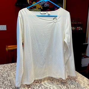 White long sleeved shirt with metal ring embellishment